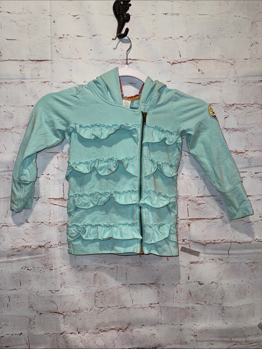 Matilda Jane 4 Girls Mint Ruffle Zip Hoodie cute whimsical jacket fall